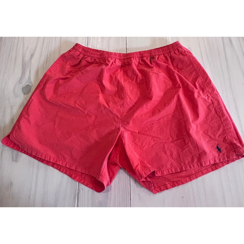 Polo Ralph Lauren Mens XL Red Swim Trunks Cotton Nylon Mesh Lined Pony Logo